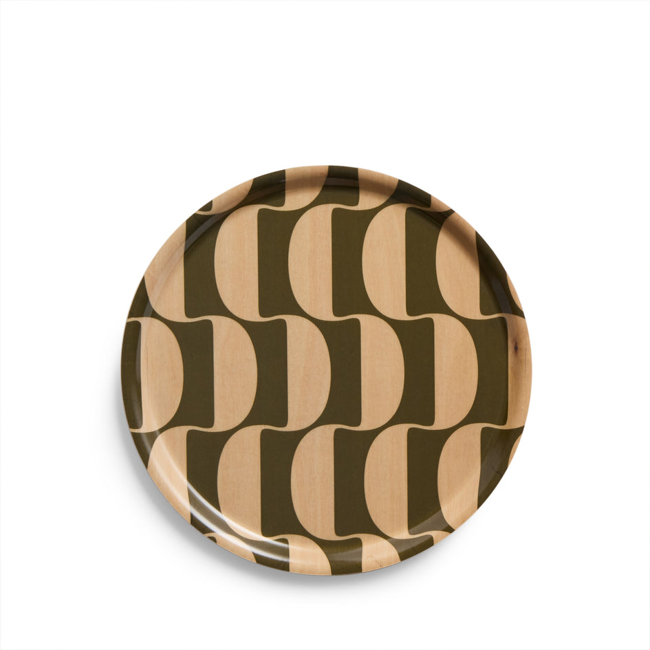 Parentheses Pattern Round Tray in Pesto Image 1