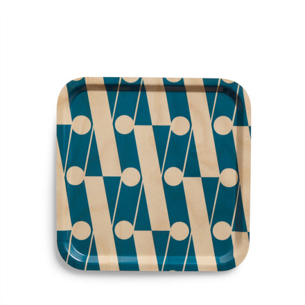 X Pattern Square Tray in Cerulean