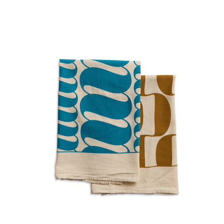 Tea Towels in Turmeric and Cerulean (Set of 2)