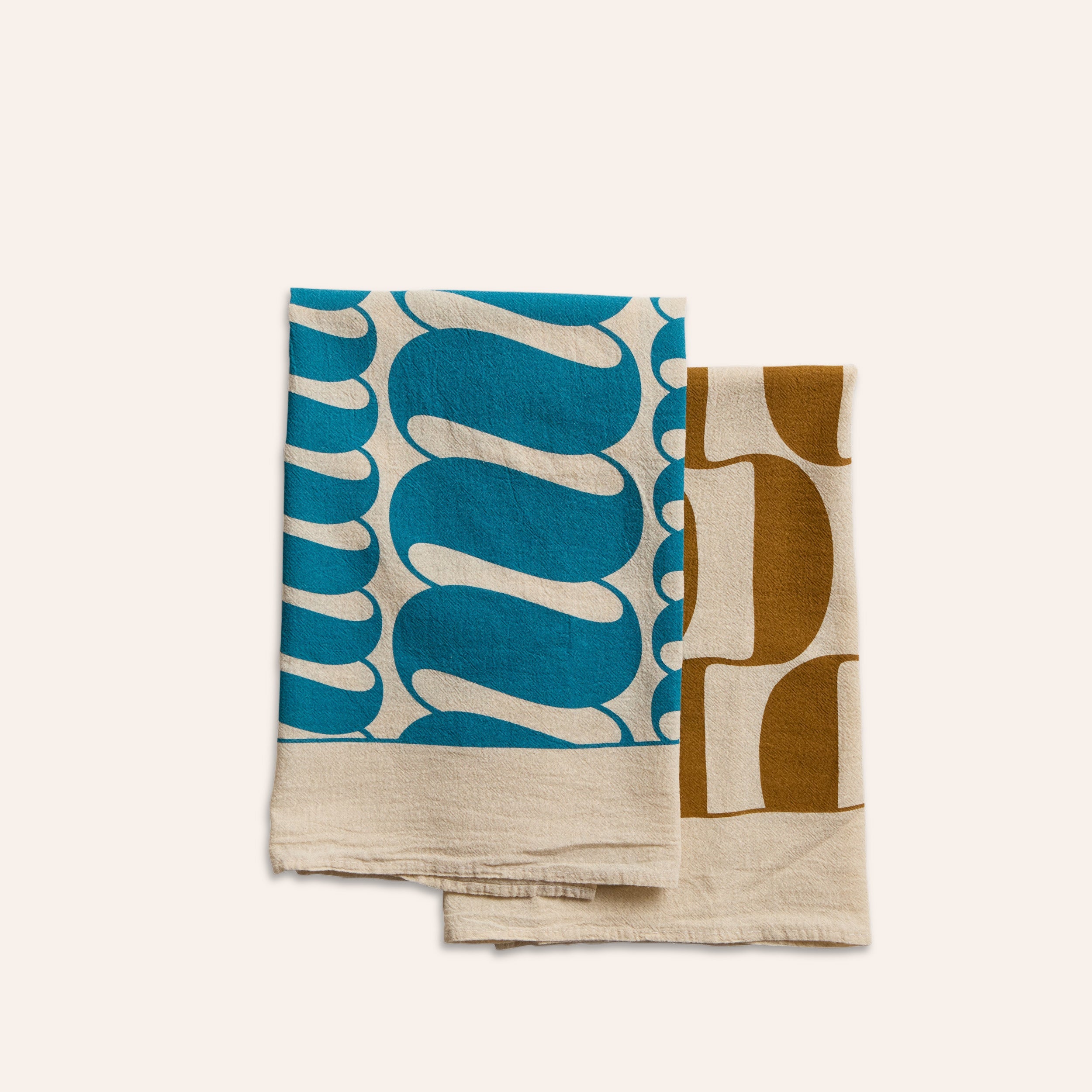 Tea Towels in Turmeric and Cerulean (Set of 2)