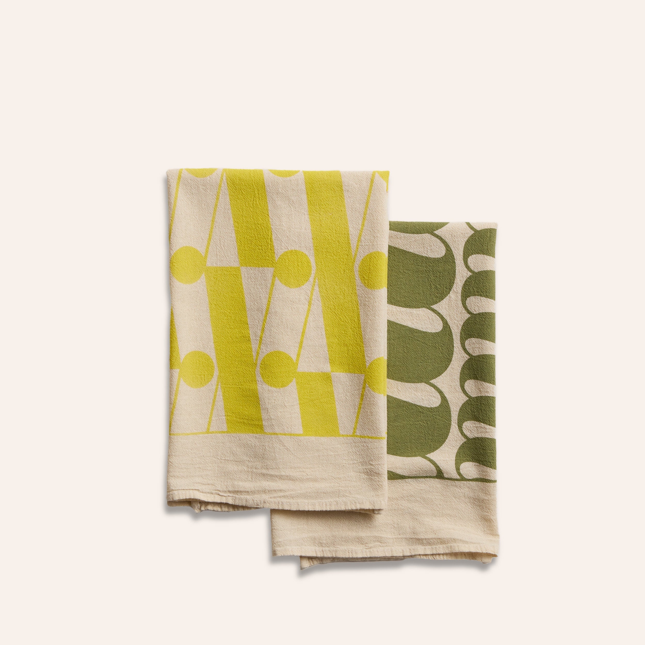 Tea Towels in Pesto and Lemongrass (Set of 2)