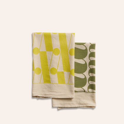 Tea Towels in Pesto and Lemongrass (Set of 2)