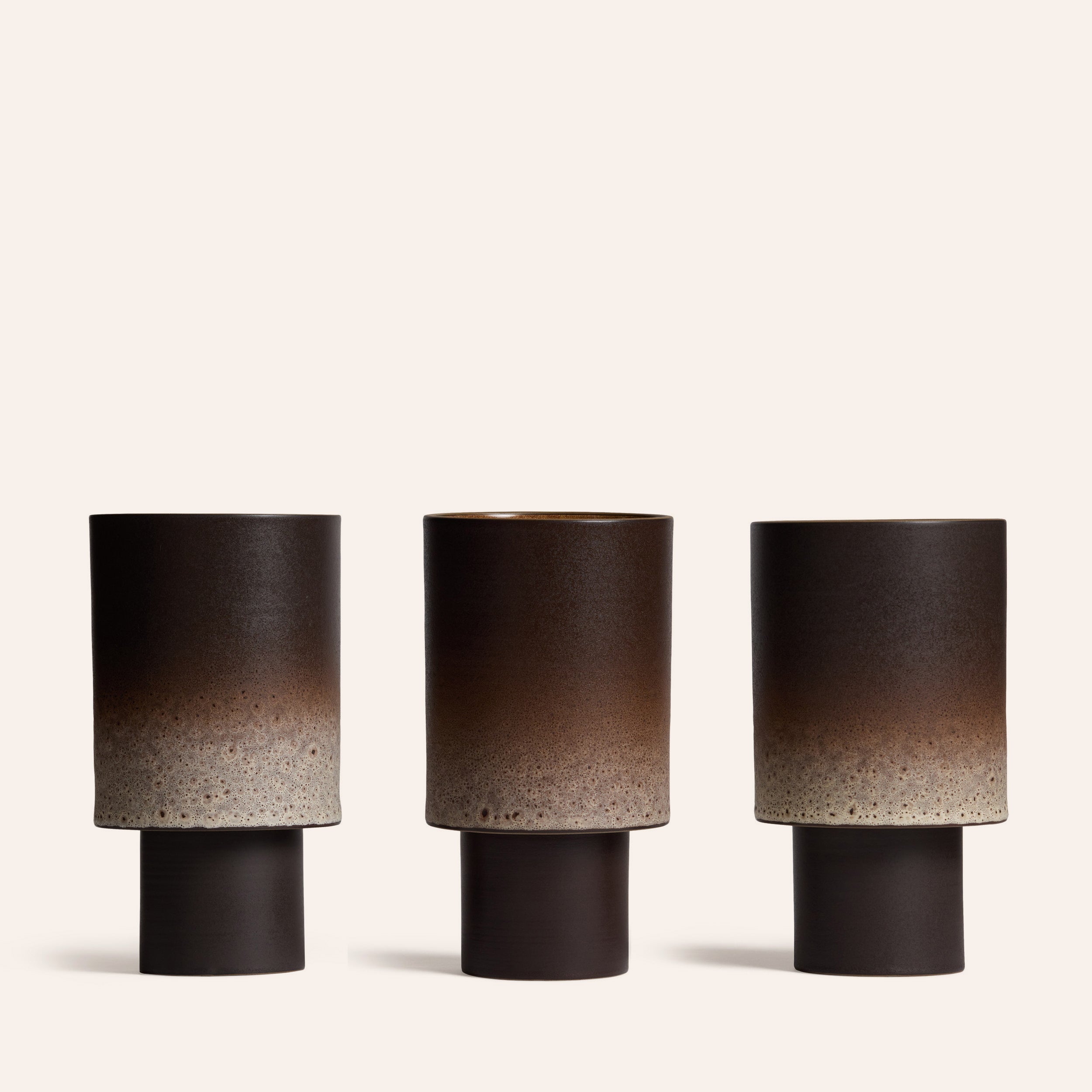 Stack Table Lamp Small in Vanilla Bean and Matte Brown