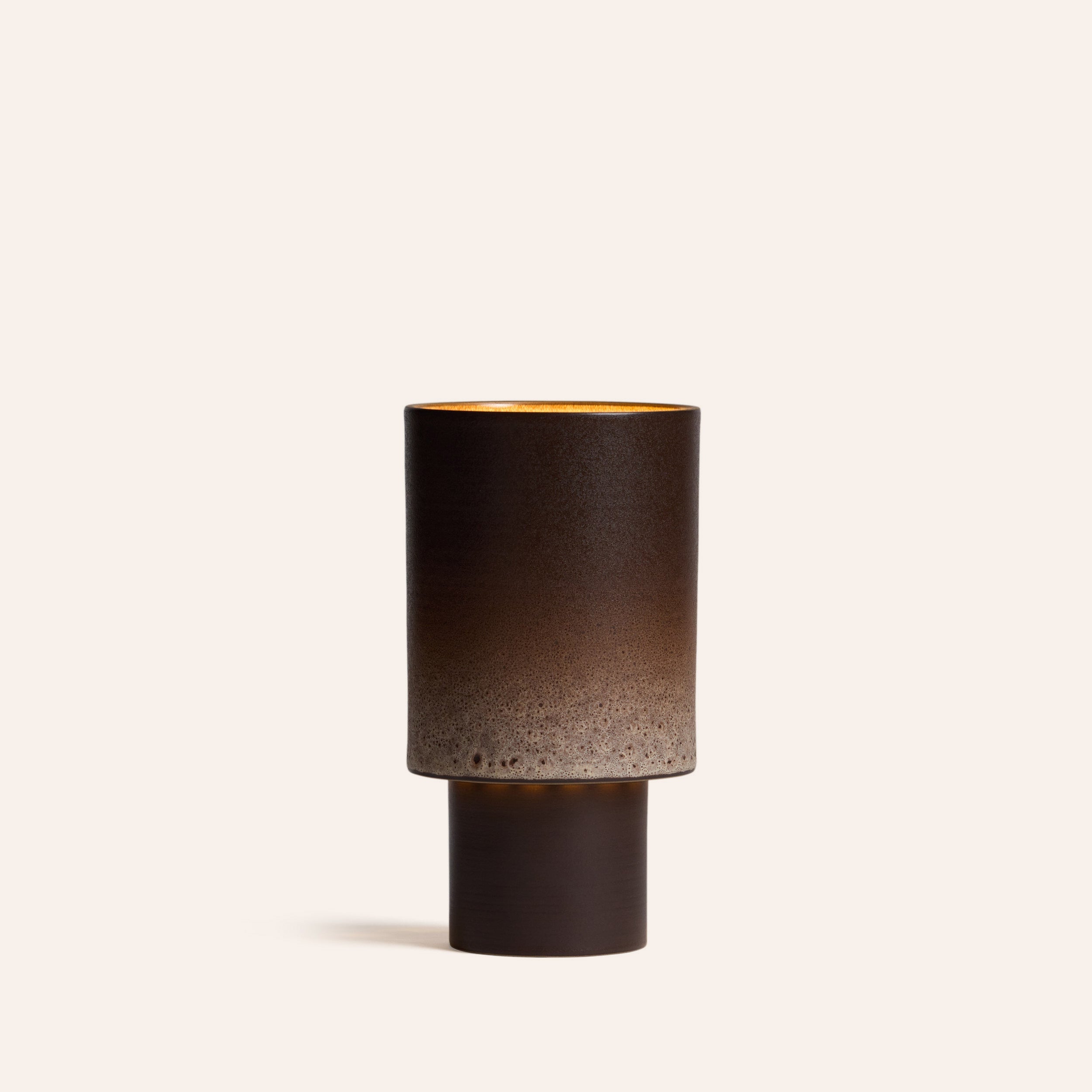 Stack Table Lamp Small in Vanilla Bean and Matte Brown