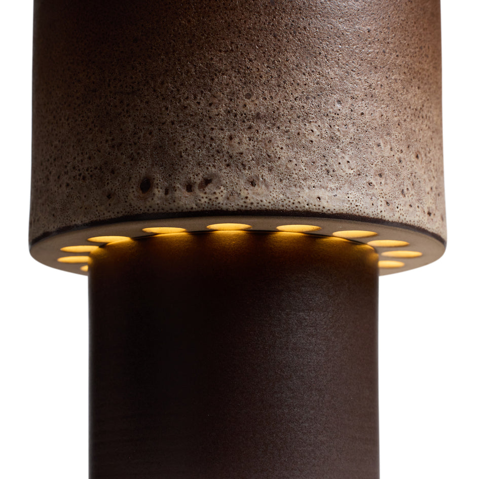 Stack Table Lamp Small in Vanilla Bean and Matte Brown Image 4
