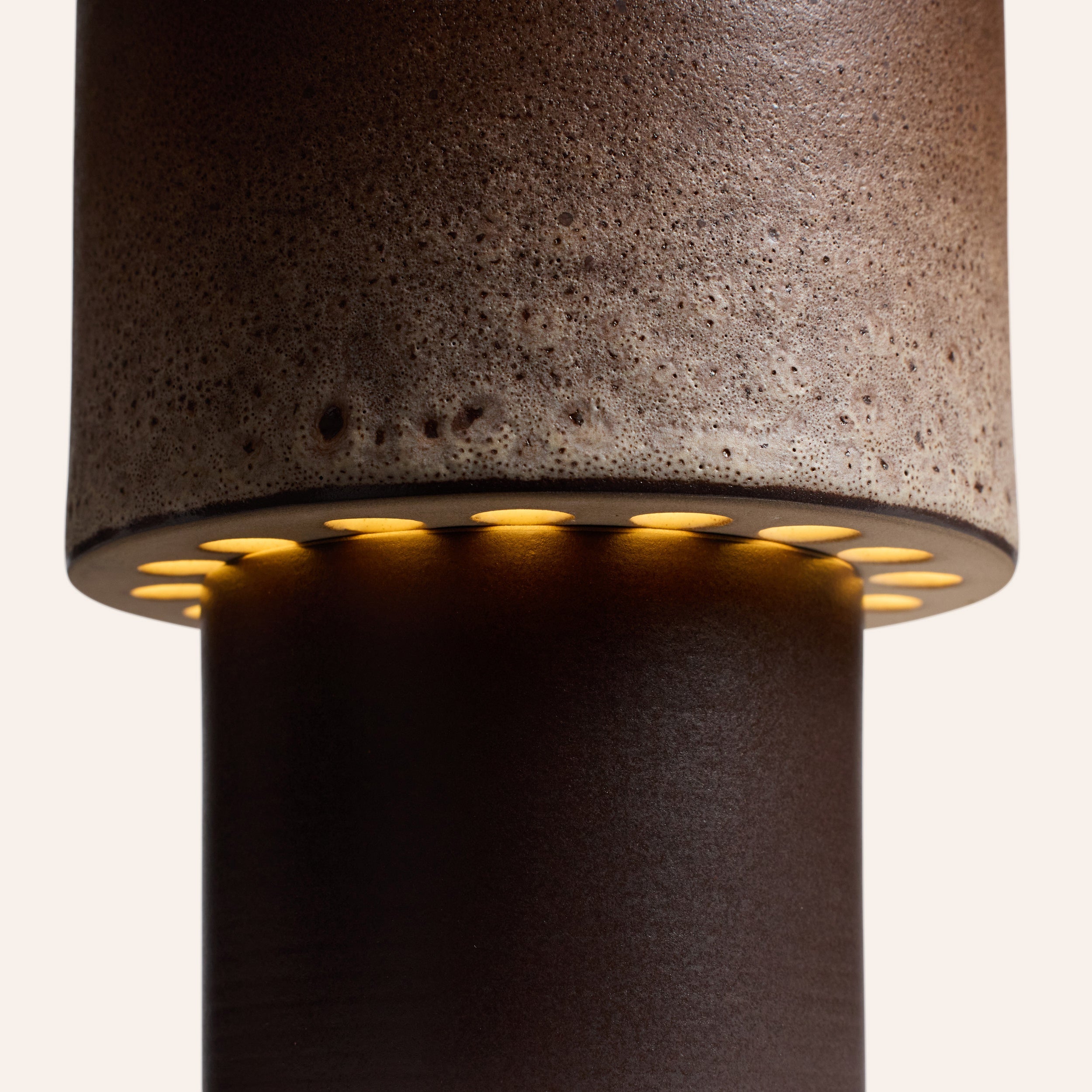 Stack Table Lamp Small in Vanilla Bean and Matte Brown