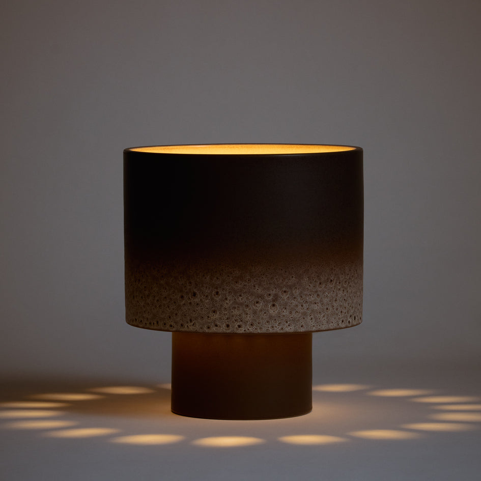 Stack Table Lamp Wide in Vanilla Bean and Matte Brown Image 3