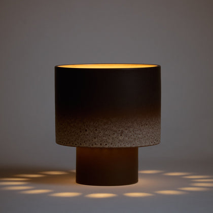 Stack Table Lamp Wide in Vanilla Bean and Matte Brown
