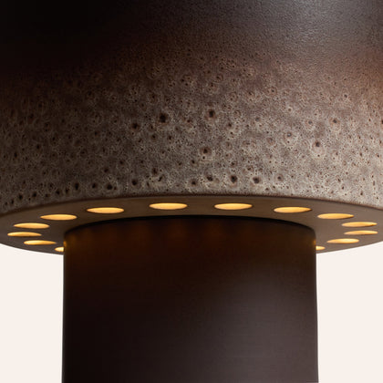 Stack Table Lamp Wide in Vanilla Bean and Matte Brown