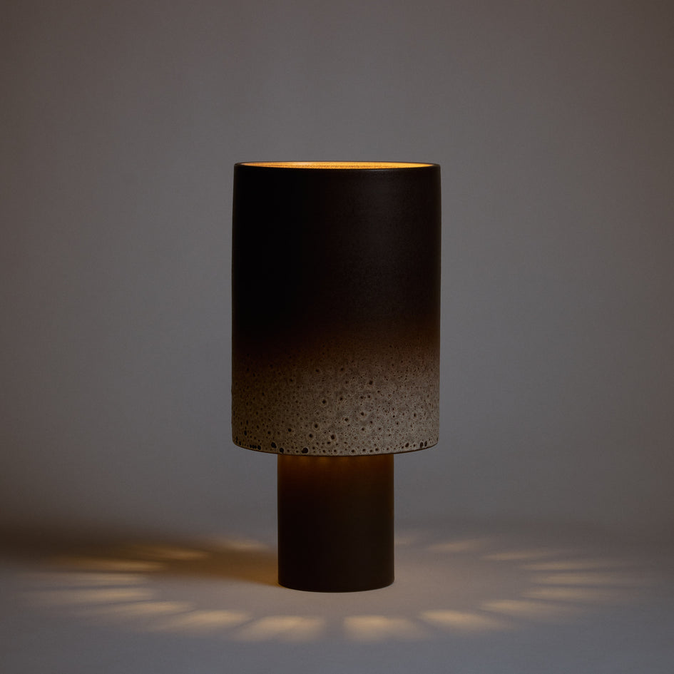 Stack Table Lamp Tall in Vanilla Bean and Matte Brown Image 3