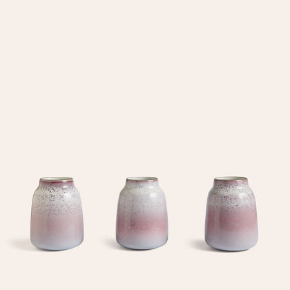 Wide Vase in Opaque White / Cranberry / Frost