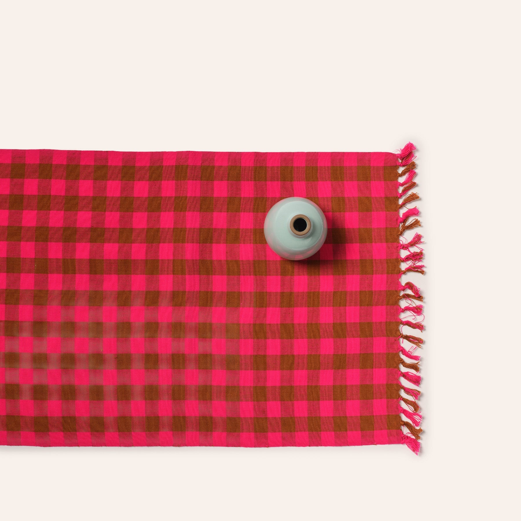 Big Gingham Table Runner in Pink
