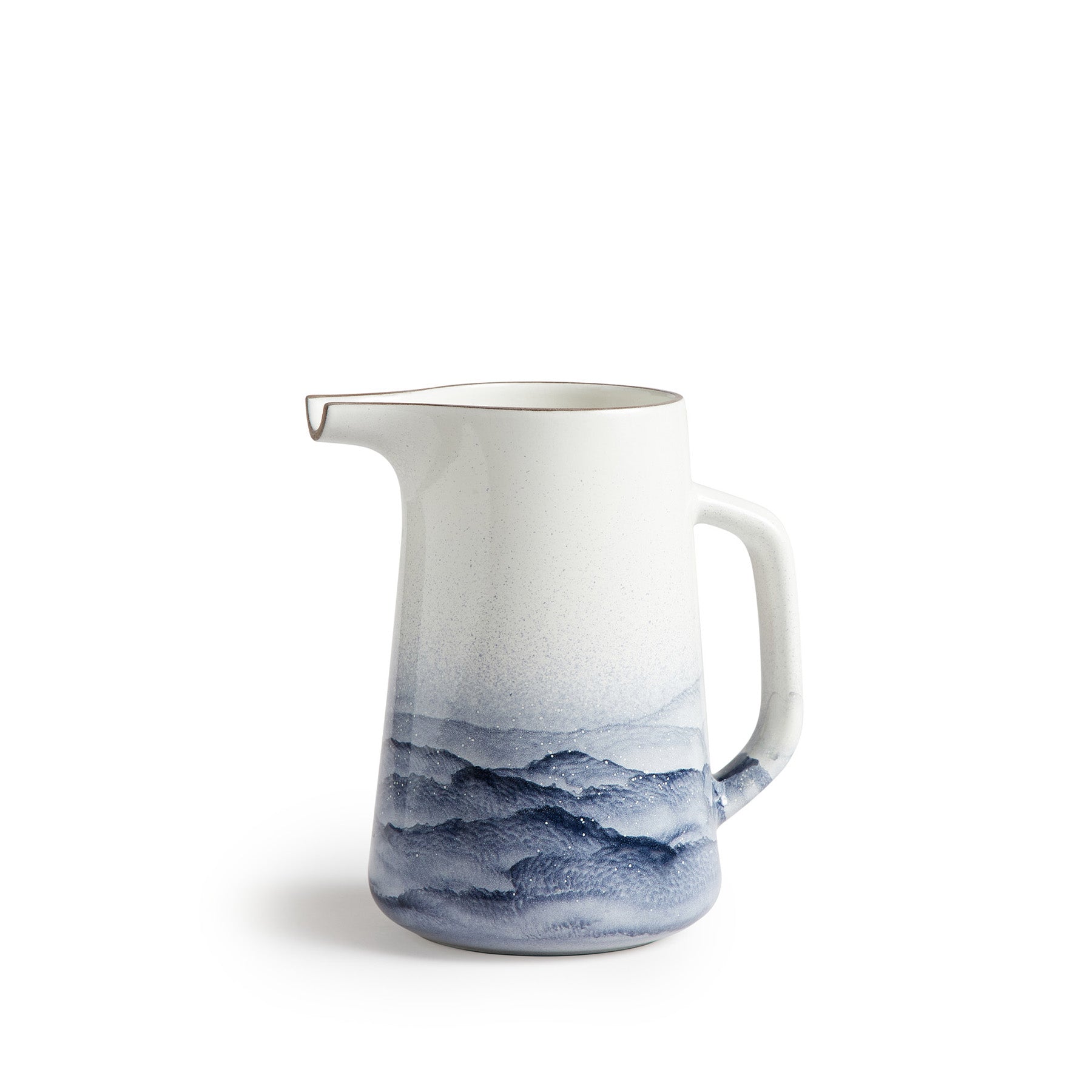 Large Pitcher in Midnight and Opaque White Watercolor Zoom Image 1