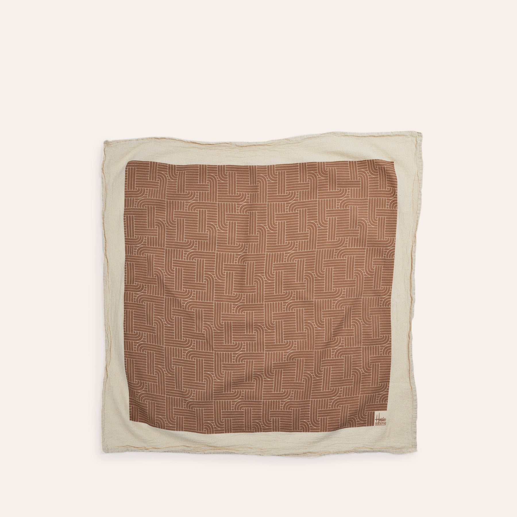 Chalet H Weave Tea Towels in Natural, Tomato, and Myrtle Green (Set of 3)