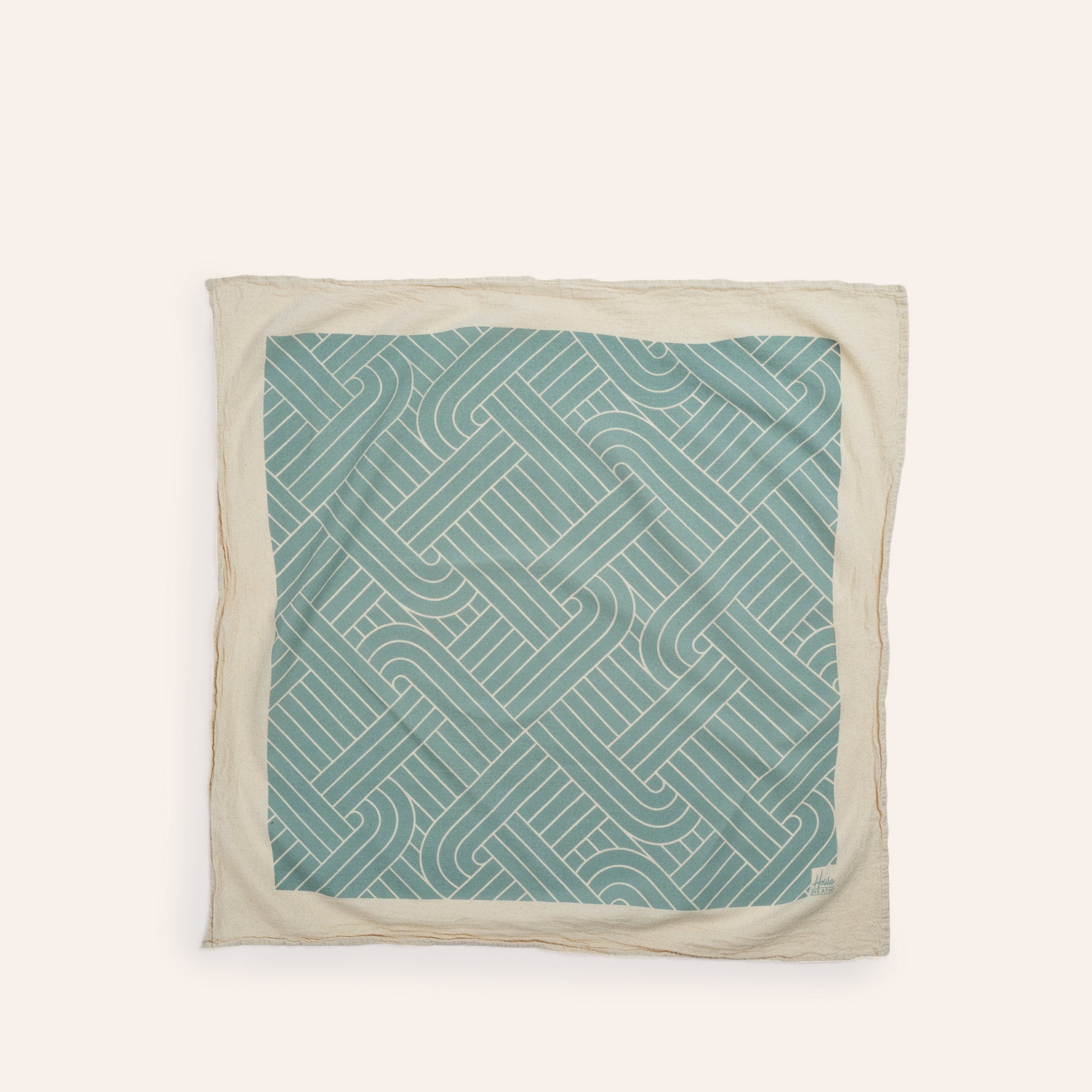 Chalet H Weave Tea Towels in Natural, Tomato, and Myrtle Green (Set of 3)