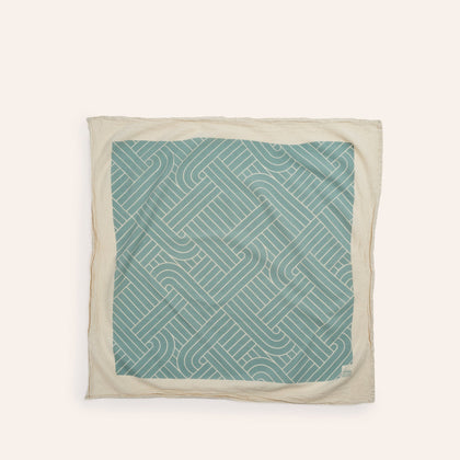 Chalet H Weave Tea Towels in Natural, Tomato, and Myrtle Green (Set of 3)