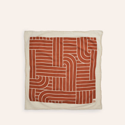 Chalet H Weave Tea Towels in Natural, Tomato, and Myrtle Green (Set of 3)