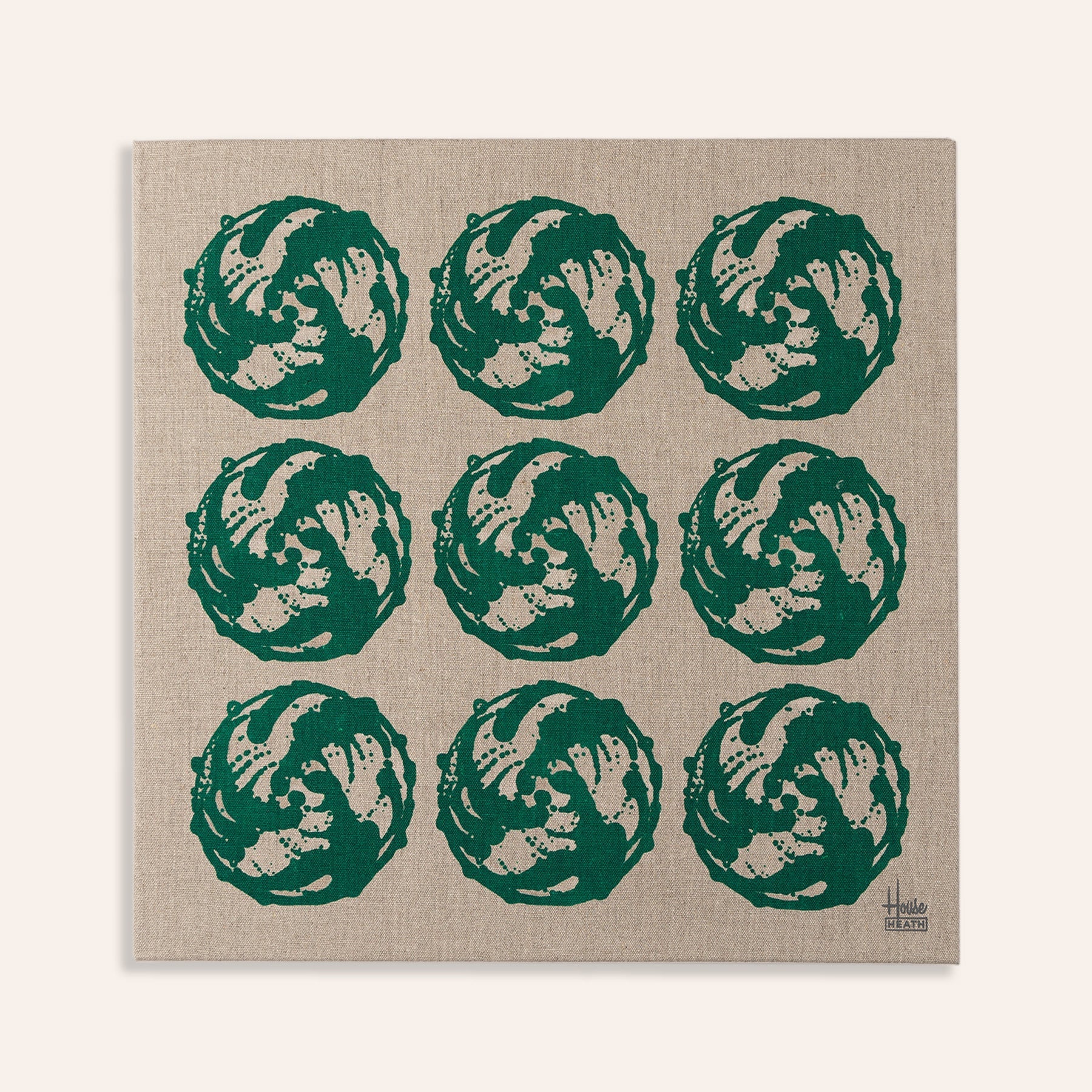 Vintage Tile Stretched Canvas Print in Emerald
