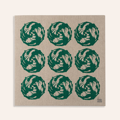 Vintage Tile Stretched Canvas Print in Emerald
