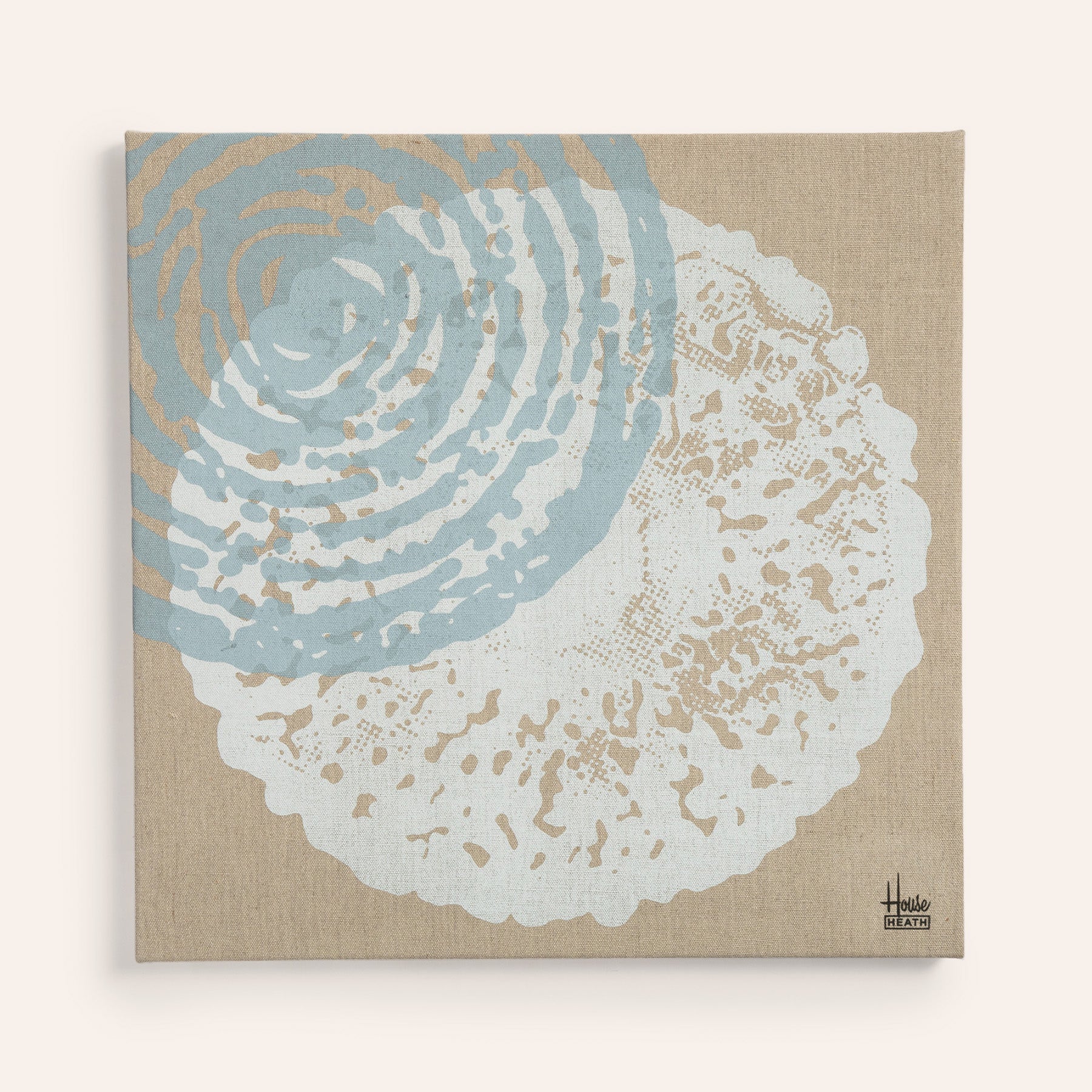 Linen Screen Print in White and Blue