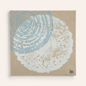 Linen Screen Print in White and Blue