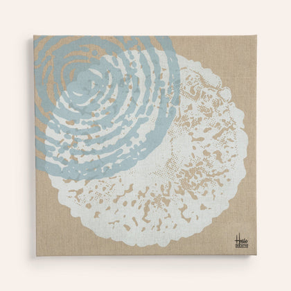 Linen Screen Print in White and Blue