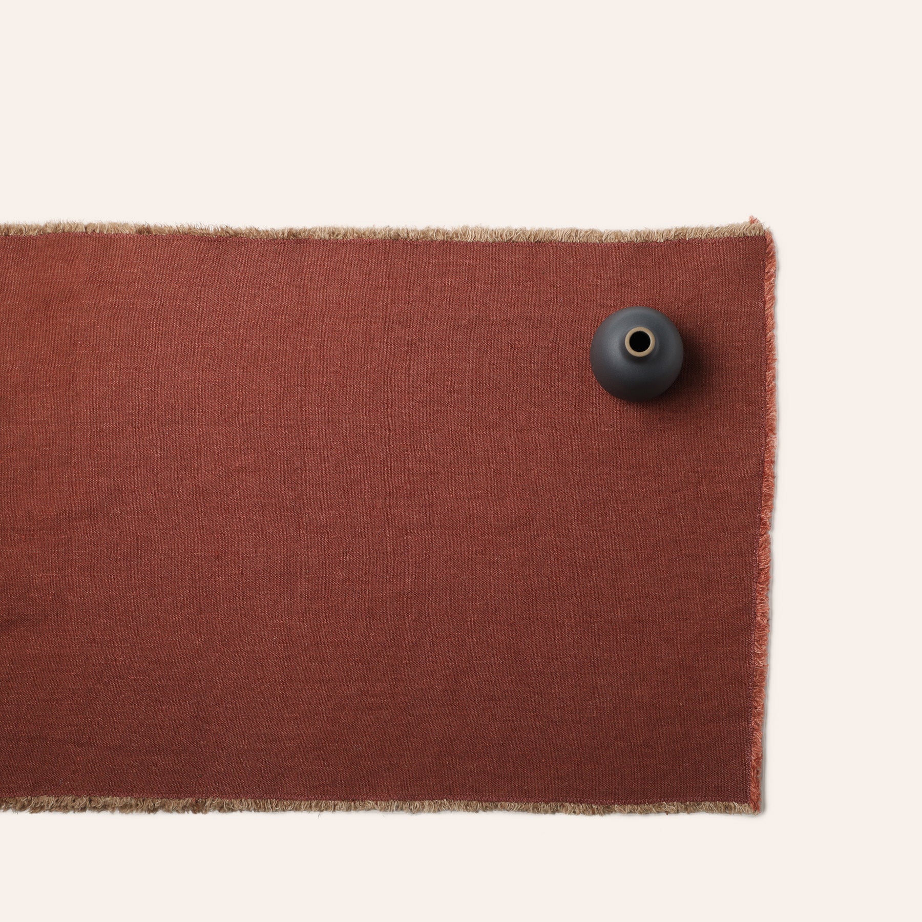 Linen Hopsack Runner in Mattone Red