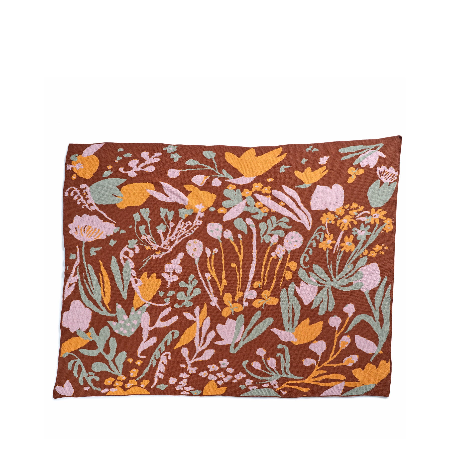 Poppies and Lotus Blanket in Cinnamon Zoom Image 1