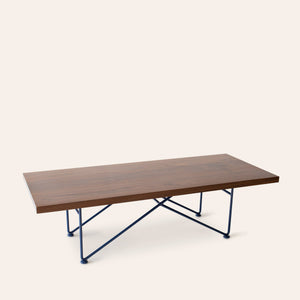 Walnut Coffee Table with Sapphire Blue Base