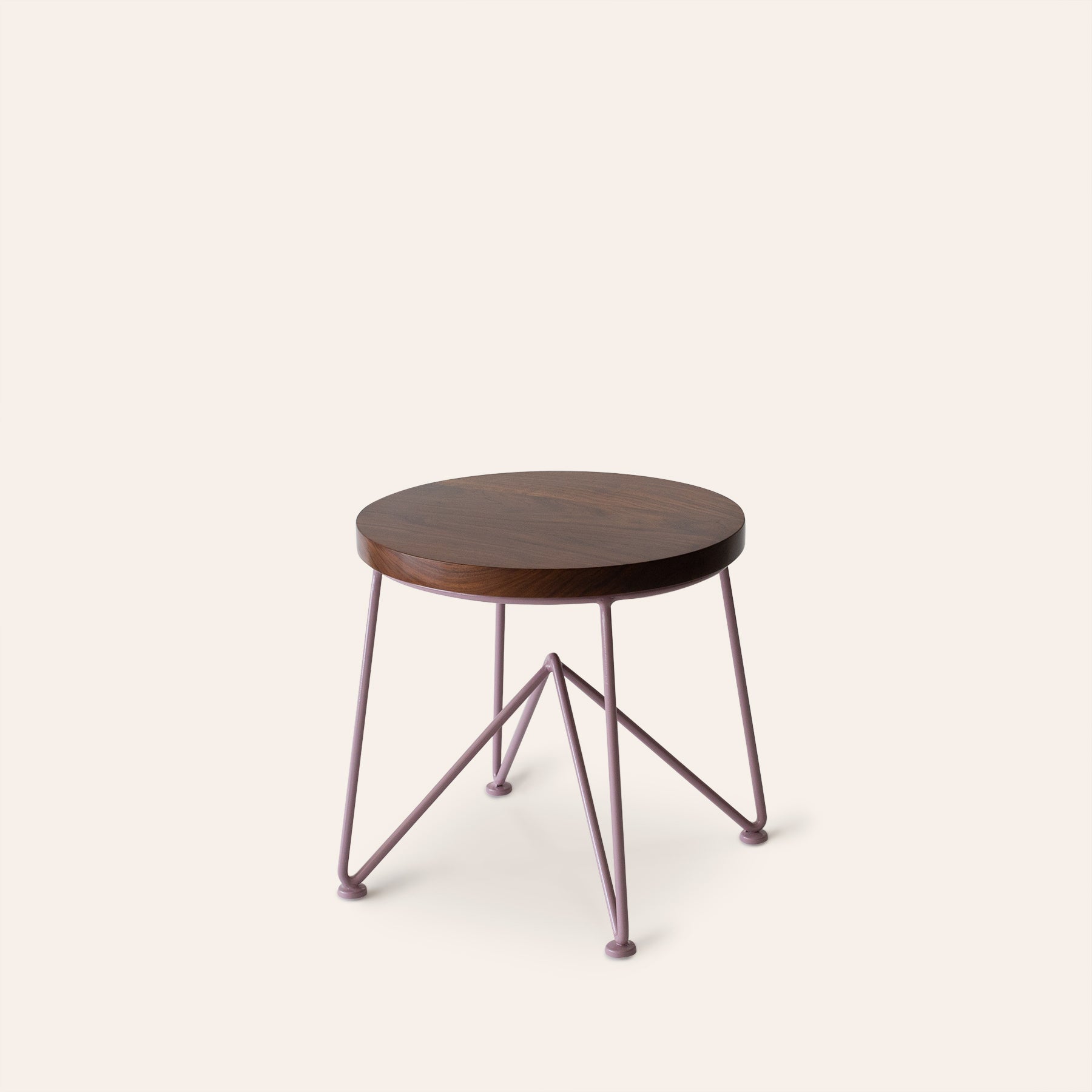 Walnut Stool with Mauve Base