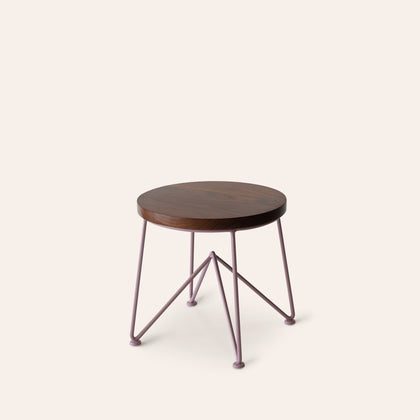 Walnut Stool with Mauve Base