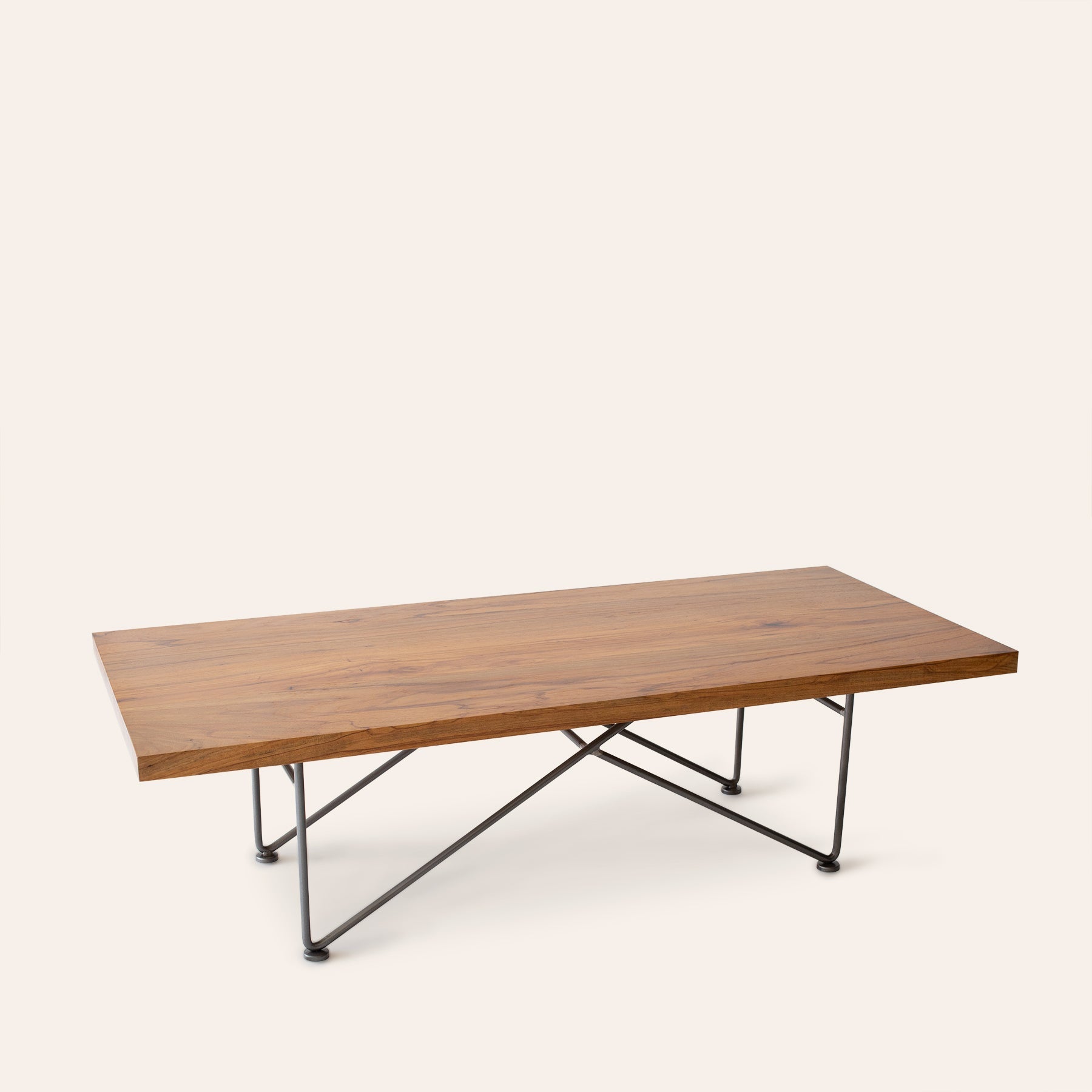 Texas Pecan Coffee Table with Natural Steel Base