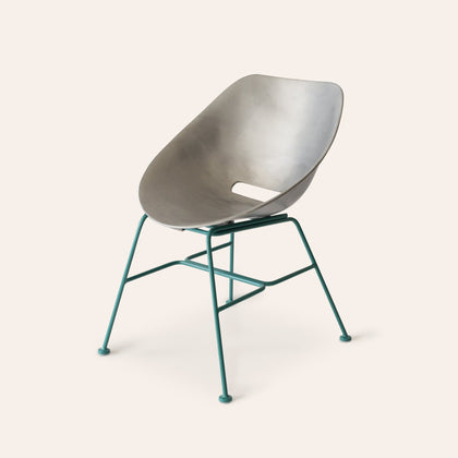Aluminum Shell Chair with Turquoise Base