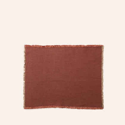 Linen Hopsack Placemat in Mattone Red (Set of 2)