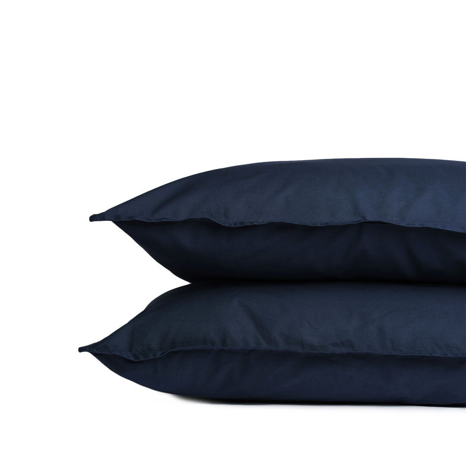 Poplin Cotton Pillowcase in Distant Blue (Set of 2) Image 1
