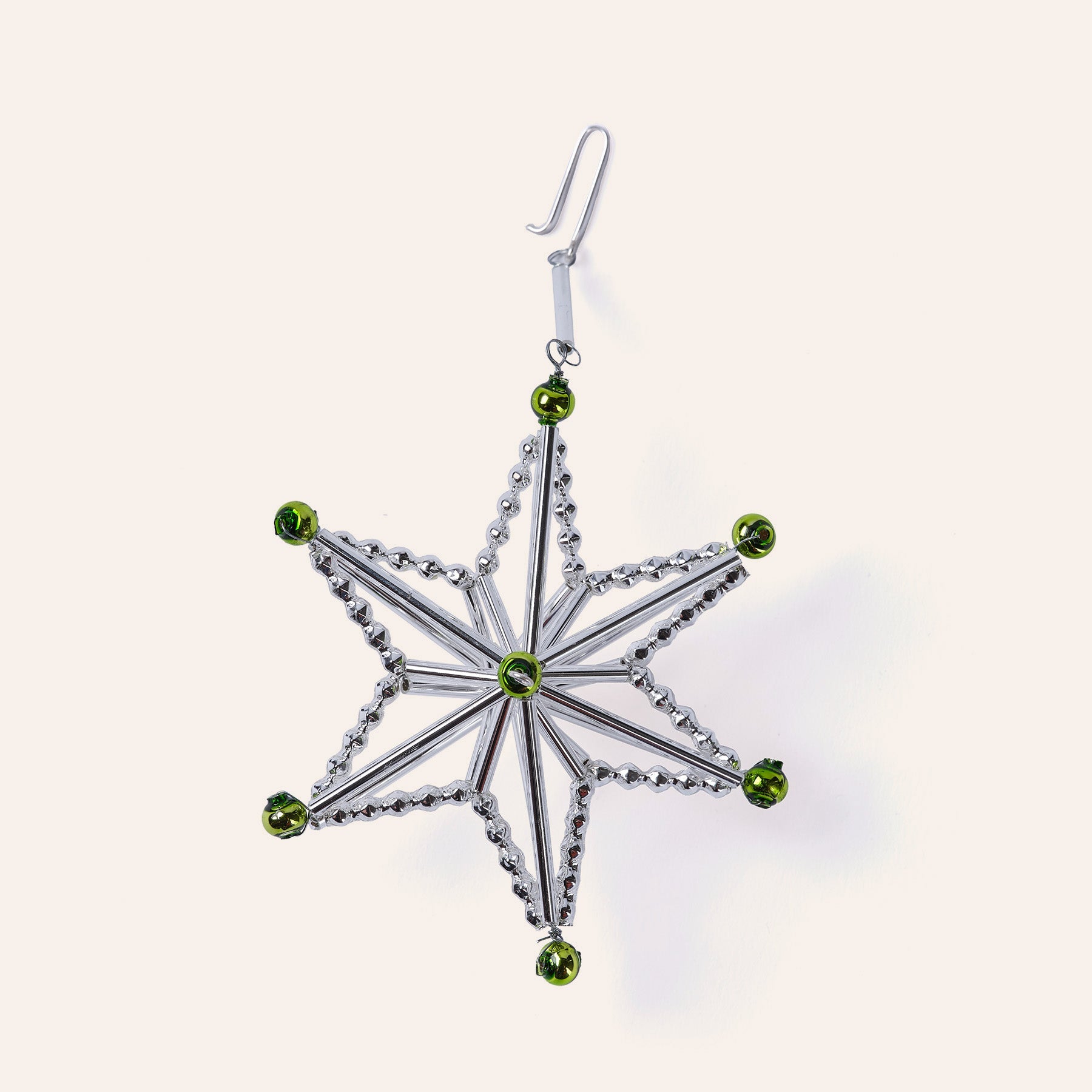 Star Ornament in Silver/Green