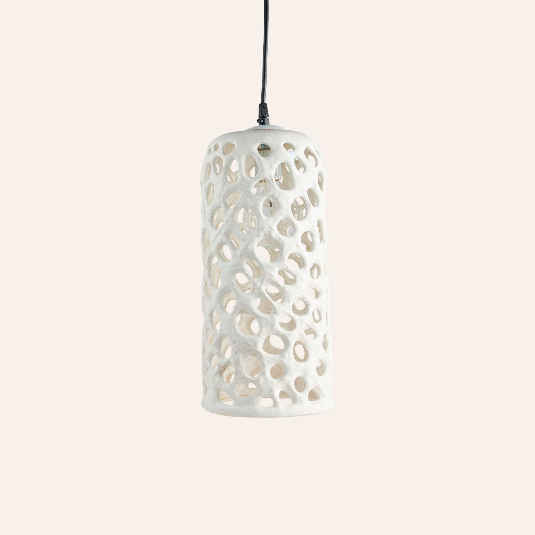 Large Cylinder Hanging Lantern in White
