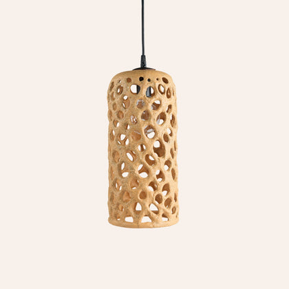 Large Cylinder Hanging Lantern in Tan