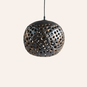 14" Ceramic Hanging Lantern in Bronze