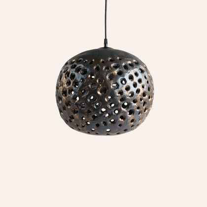 14" Ceramic Hanging Lantern in Bronze