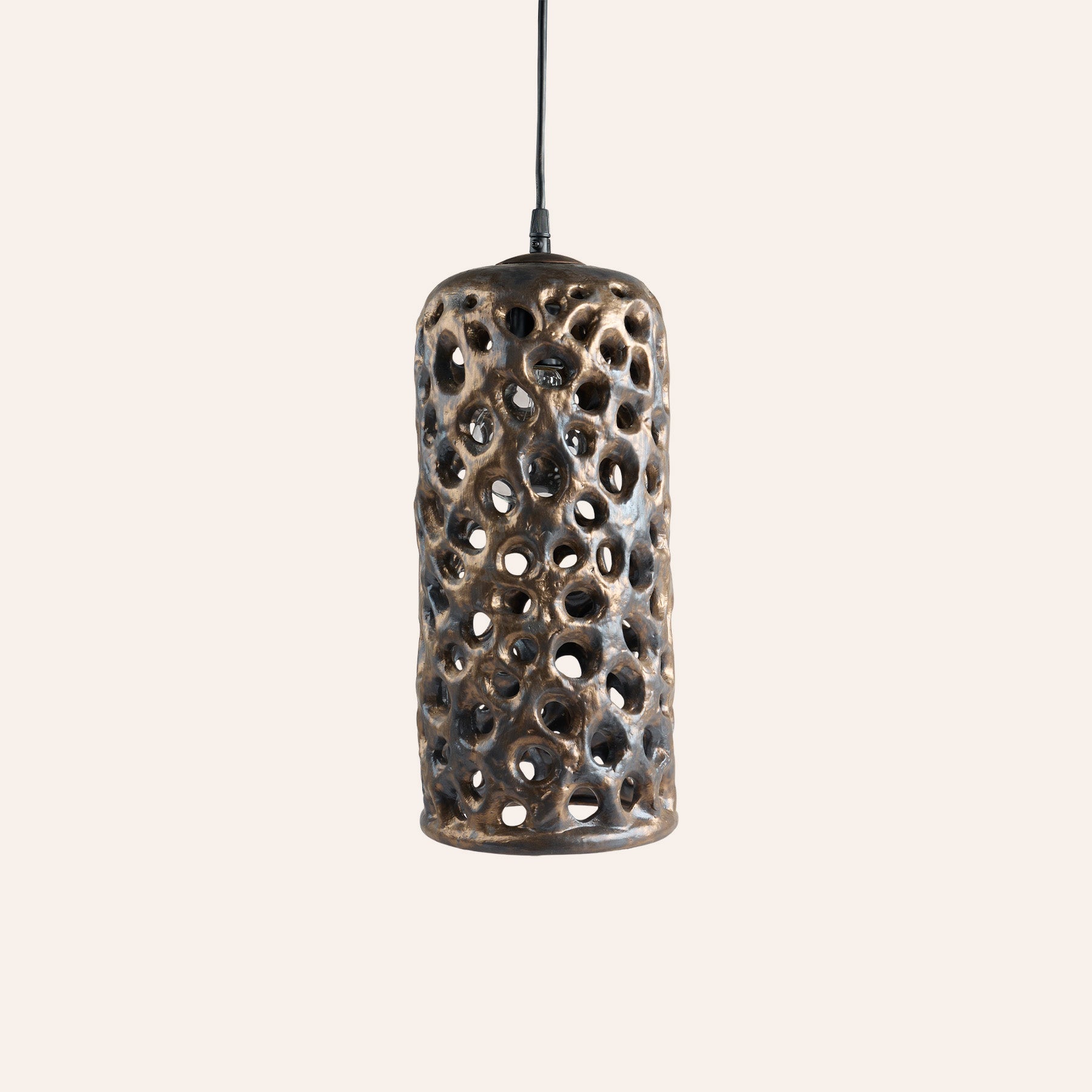 Large Cylinder Hanging Lantern in Bronze