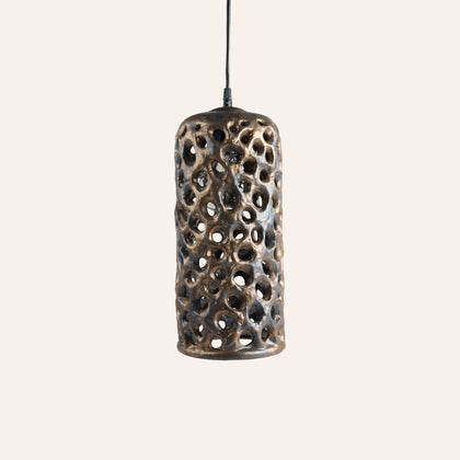 Large Cylinder Hanging Lantern in Bronze