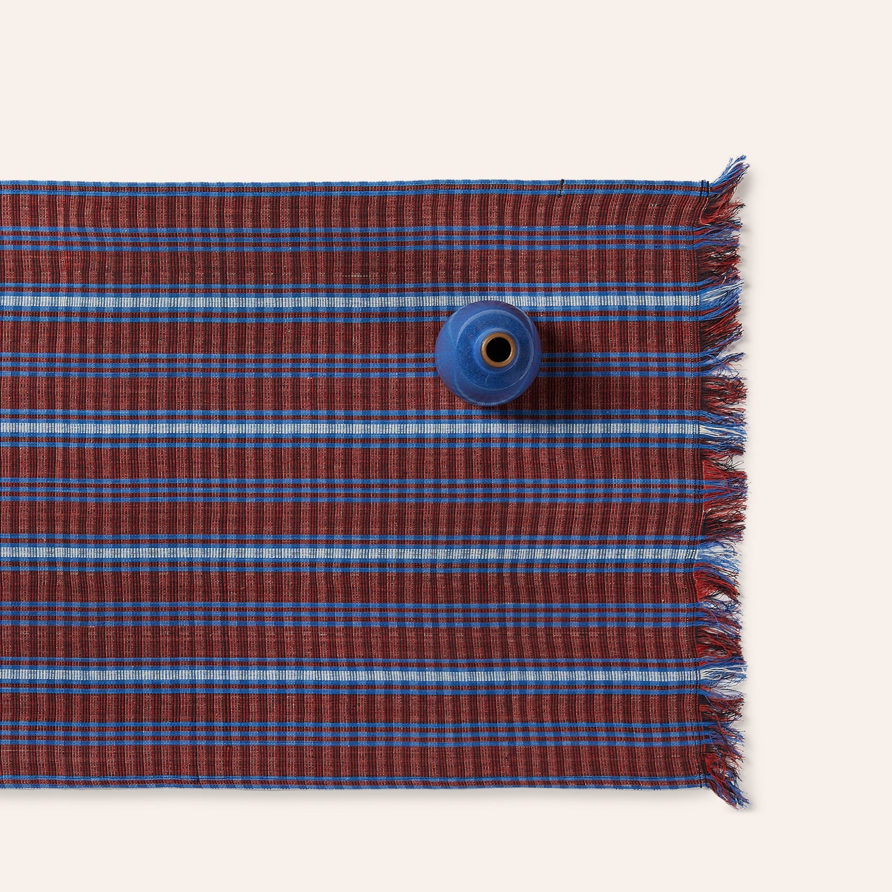 Cotton Tartan Runner in Red and Blue