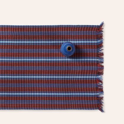 Cotton Tartan Runner in Red and Blue