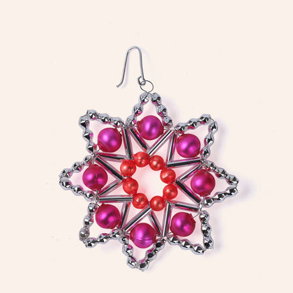 Star Ornament in Silver/Pink/Orange