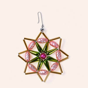 Star Ornament in Gold/Pink/Green