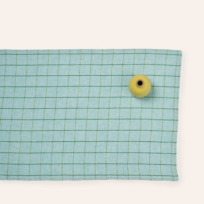 Windowpane Runner in Powder Blue and Apple Green