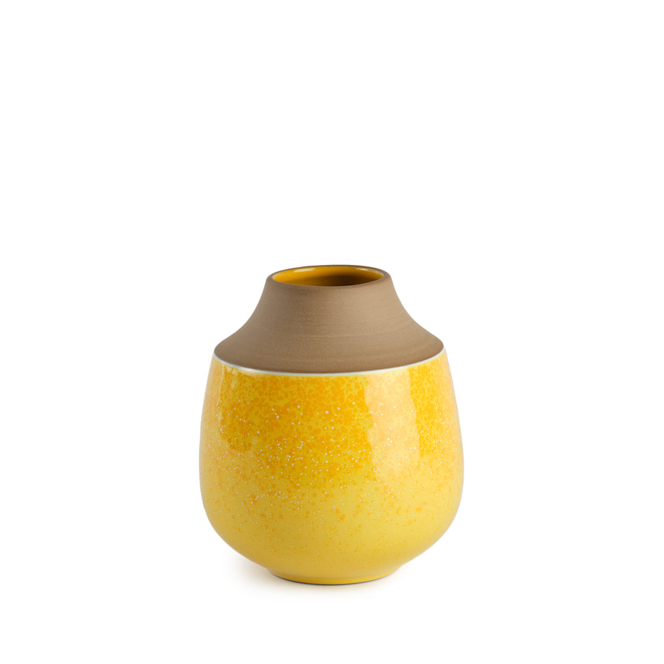 Wide Neck Vase in Sunflower Gloss and Opaque White Image 1
