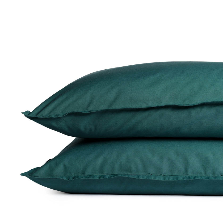 Poplin Cotton Pillowcase in Slate Green (Set of 2) Image 1
