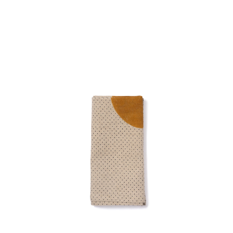 Moonphase Napkin in Ochre with Black Dot Image 1